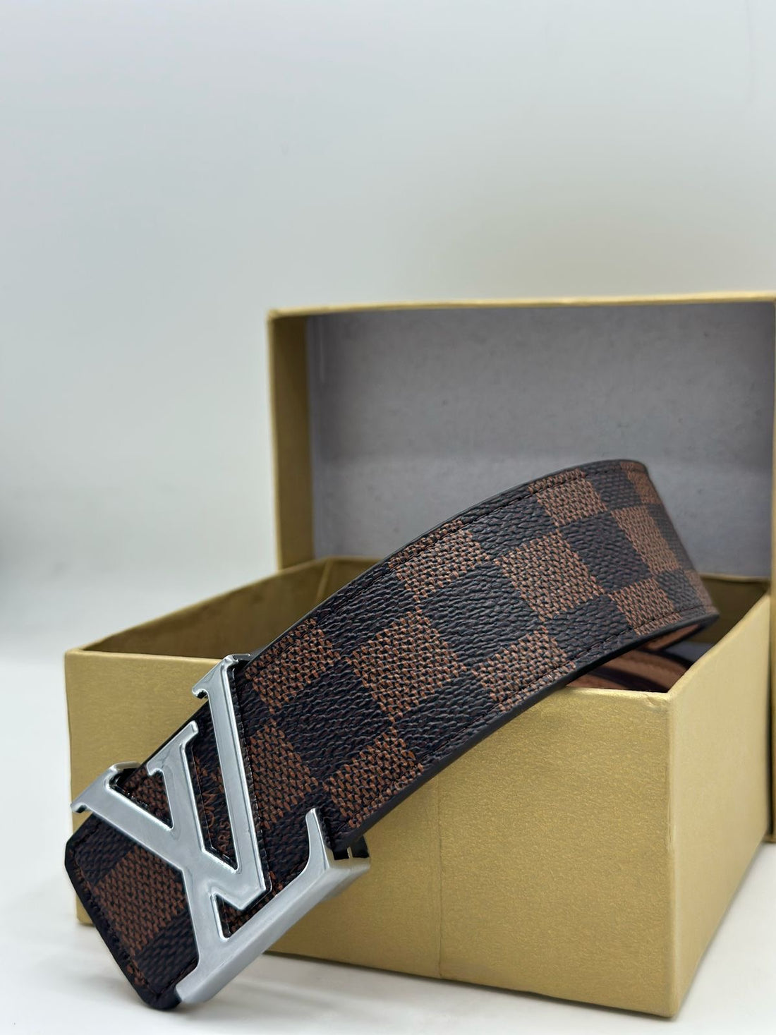 LV Belt Brown Grid