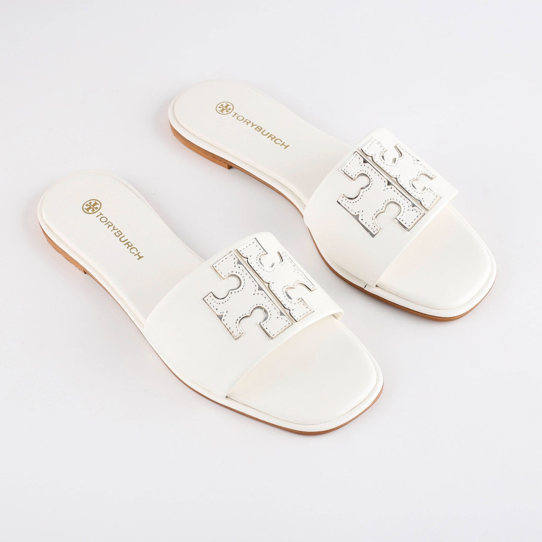 Tory Big Logo White Flats