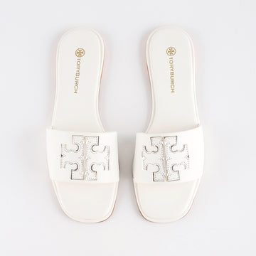 Tory Big Logo White Flats