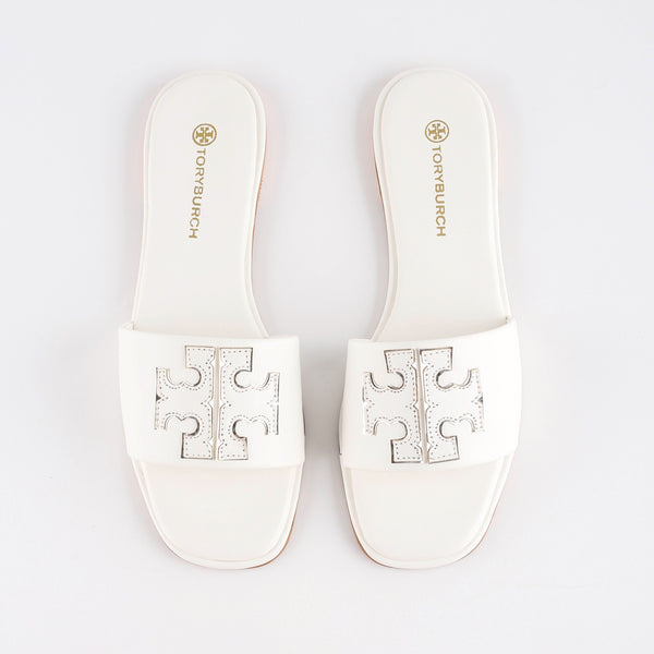 Tory Big Logo White Flats