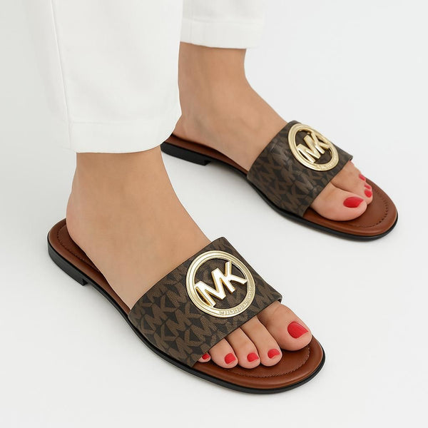 MK Logo Brown Flats
