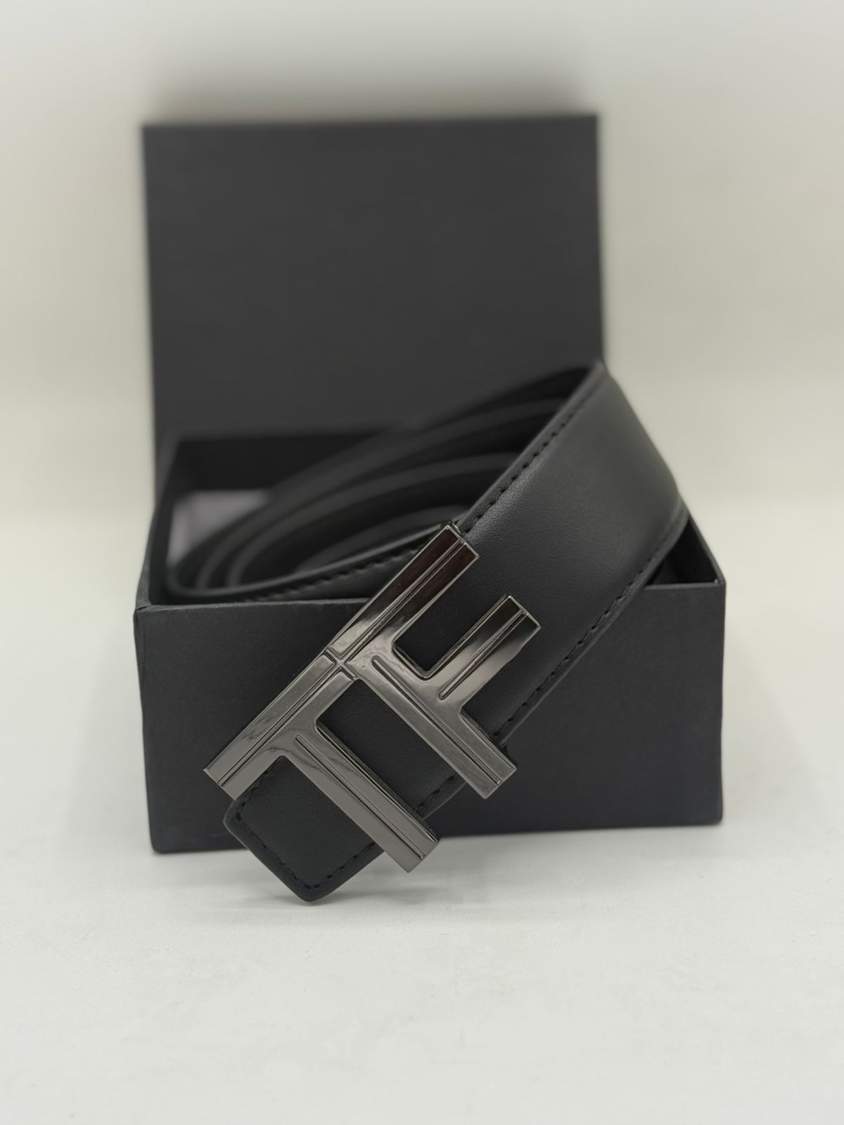 Tom Ford  iconic "TF" Black Belts