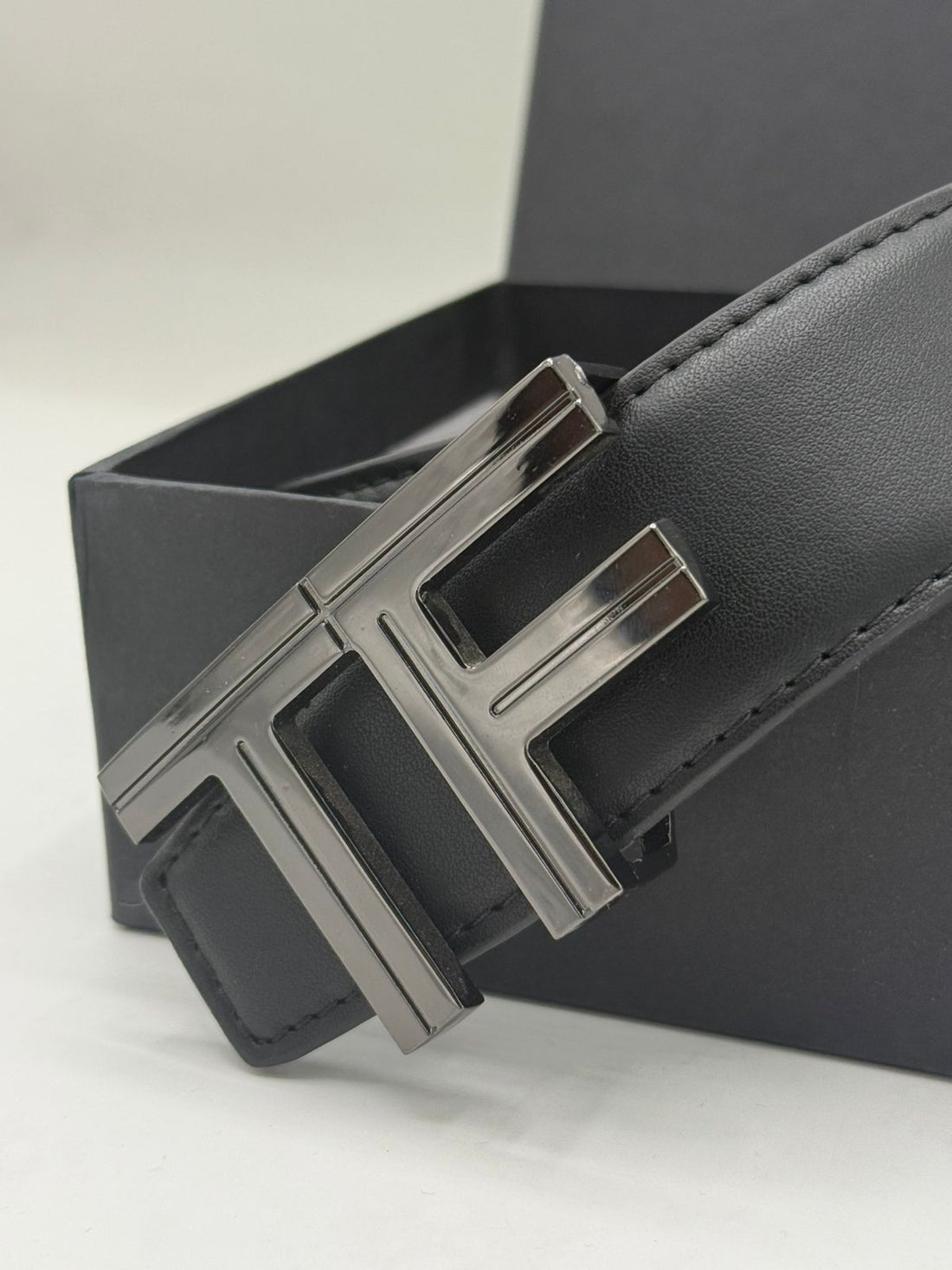 Tom Ford  iconic "TF" Black Belts